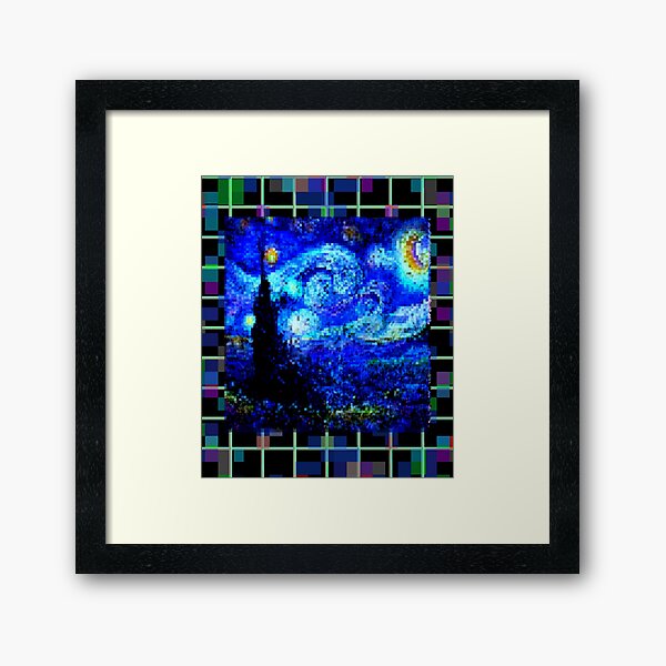 Aperçu de l'œuvre Starry Nigth Pixel Art 8 bits Vincent Van Gogh Impressionnisme Art Peintures Cadeau créée et vendue par Dodern.