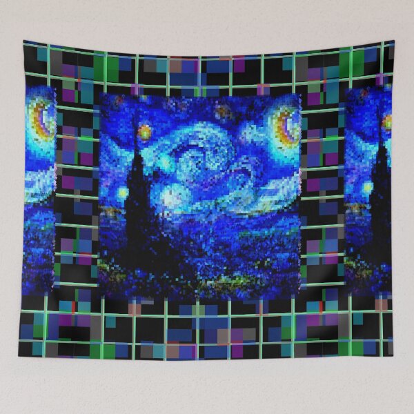Item preview, Starry Nigth Pixel Art 8 bit Vincent Van Gogh Impressionism Art Paints Gift designed and sold by Dodern.