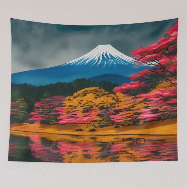 Item preview, Mystical Moonrise - Twilight Over the Valley - Japanese landscape designed and sold by WBP Mart.