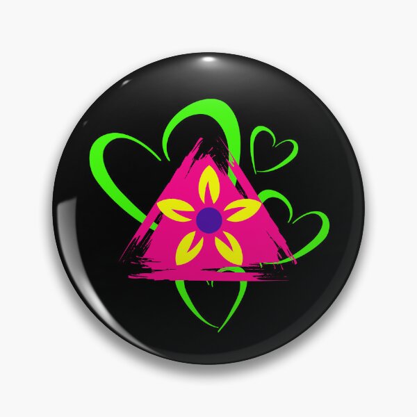 Item preview, Pink Triangle with Yellow Flower and Green Hearts designed and sold by ConradoBullhead.