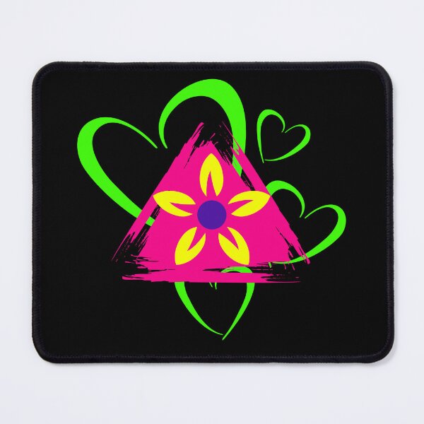 Item preview, Pink Triangle with Yellow Flower and Green Hearts designed and sold by ConradoBullhead.
