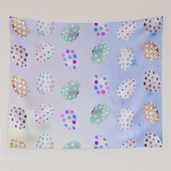 Item preview, Polka Dot Easter Eggs Collage Pattern in light blue background - Cute Easter Eggs  designed and sold by Vero De.