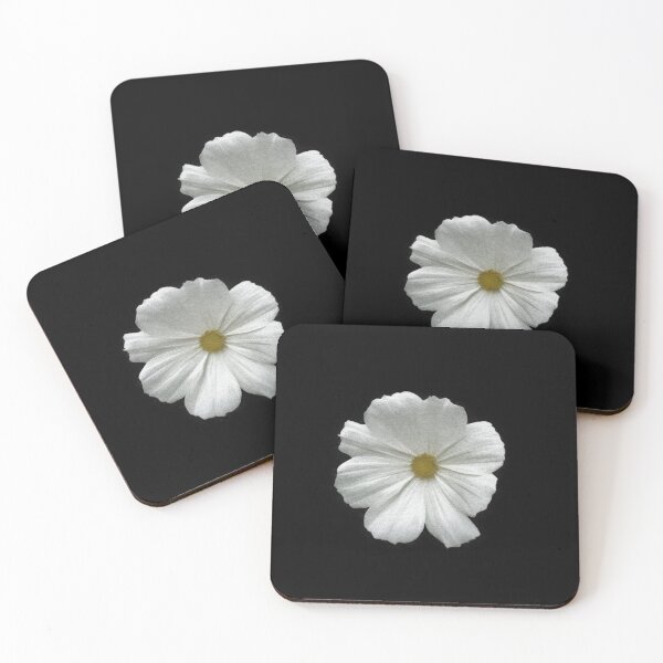 Item preview, White flower with curved petals and a yellow button center. image created entirely from lines. designed and sold by janesg.