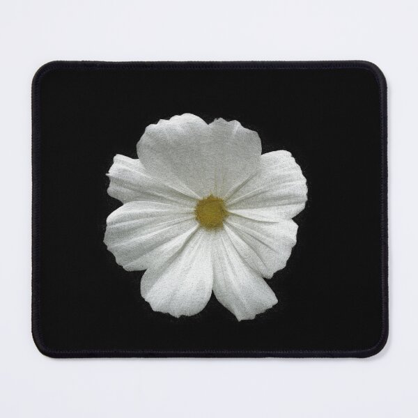 Item preview, White flower with curved petals and a yellow button center. image created entirely from lines. designed and sold by janesg.