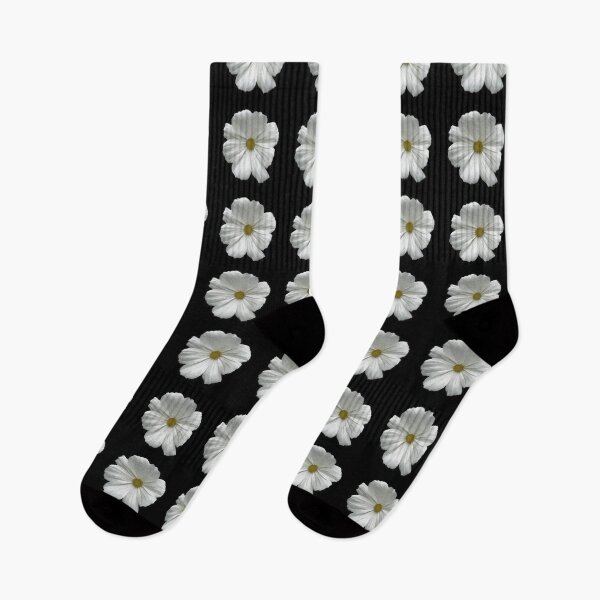 Item preview, White flower with curved petals and a yellow button center. image created entirely from lines. designed and sold by janesg.