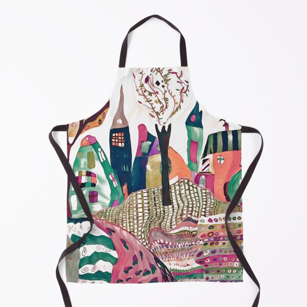 Item preview, Fun Whimsical abstract art, colourful trees and town with designs patterns designed and sold by Inktown.