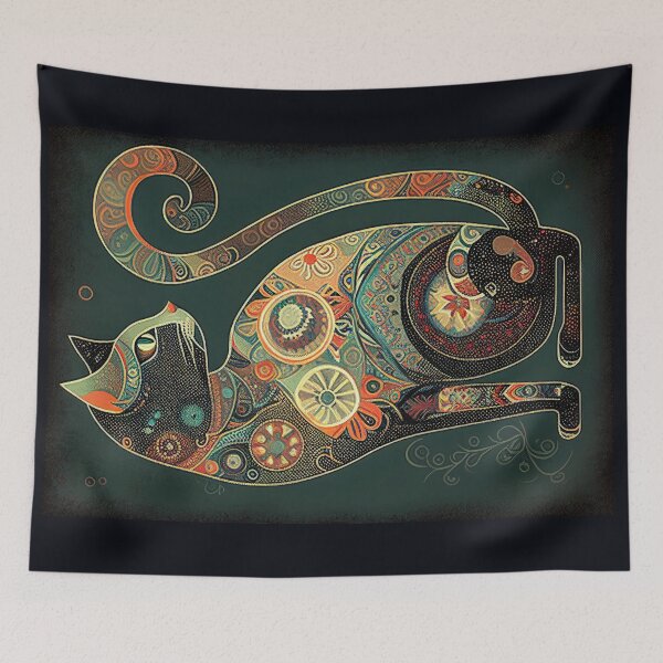 Item preview, Boho Cat 95 Abstract Art Print Painting Wall Decor designed and sold by winterkitty88.