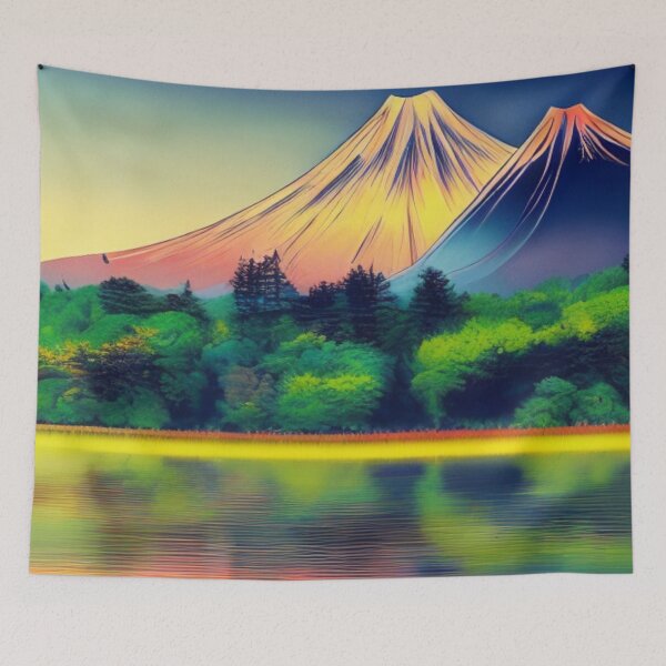 Item preview, Shadows in the Forest - Moonlit Mountains - Japanese landscape designed and sold by WBP Mart.
