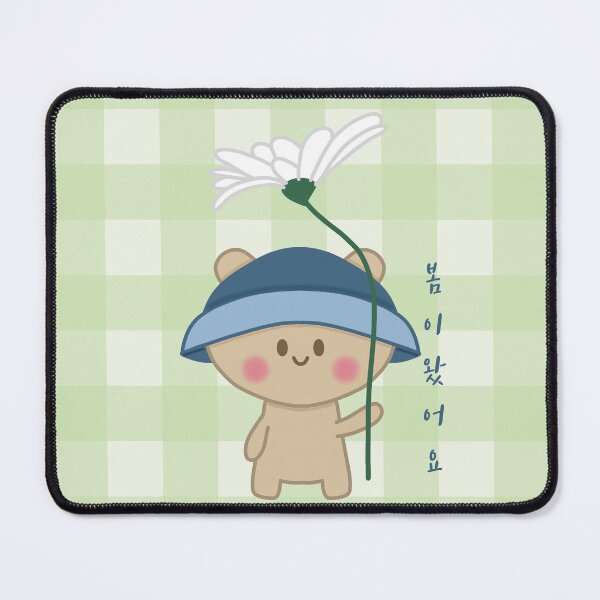 Item preview, A cute bear holding a flower and says, "Spring has come." in Korean  designed and sold by Kimchi-style-.