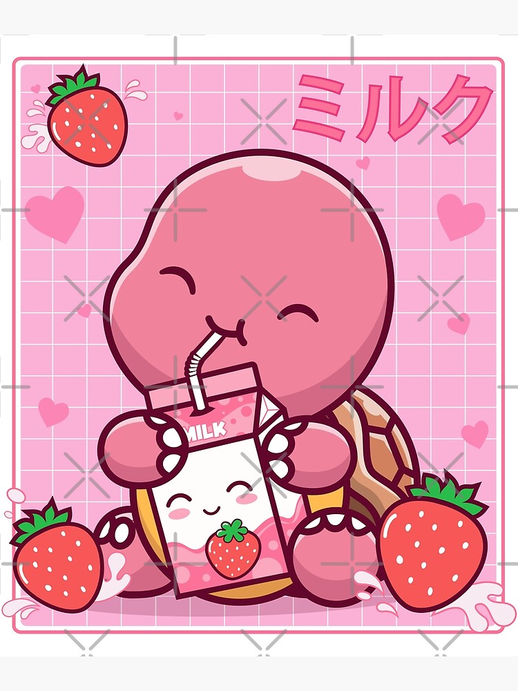 Kawaii Turtle Lover Strawberry Milk Shake Otaku Anime Lover | Poster