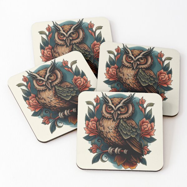Item preview, Owl tattoo designed and sold by TourDePassion.