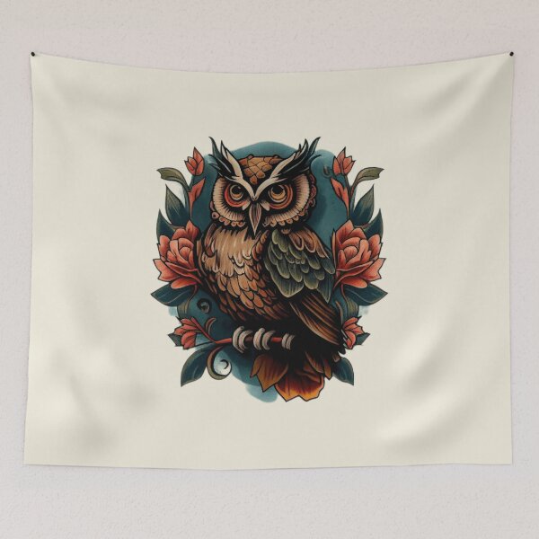 Item preview, Owl tattoo designed and sold by TourDePassion.
