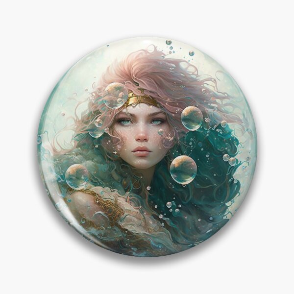 Aperçu de l'œuvre Sirène fantastique dans une bulle en rose et bleu sarcelle créée et vendue par coreexpressions.