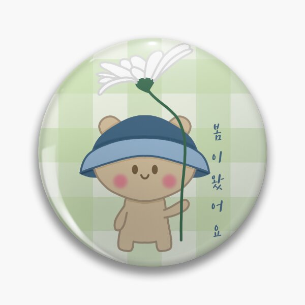 Item preview, A cute bear holding a flower and says, "Spring has come." in Korean  designed and sold by Kimchi-style-.