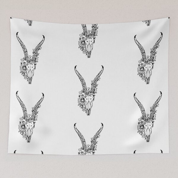 Item preview, Antilope Skull and flowers Bones and Botany designed and sold by PeriwinkleStone.