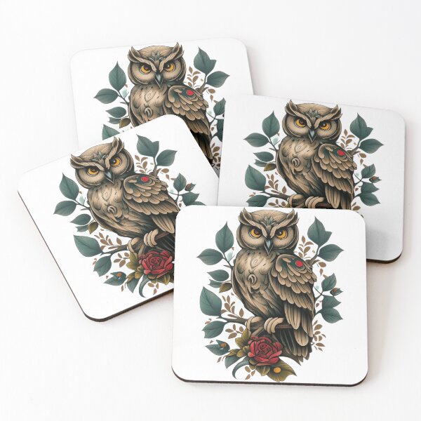 Item preview, American traditional owl tattoo designed and sold by TourDePassion.