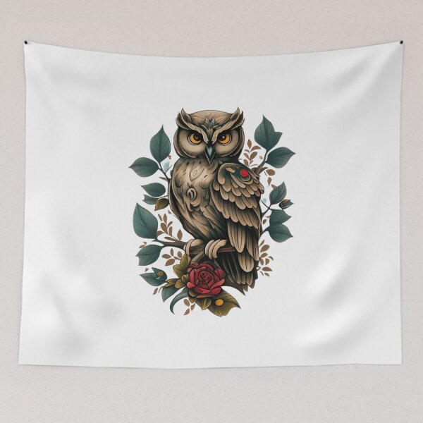 Item preview, American traditional owl tattoo designed and sold by TourDePassion.