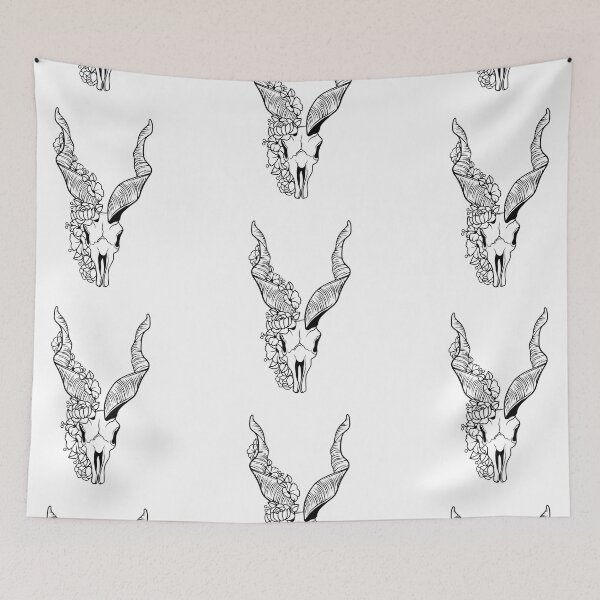 Item preview, Antilope Skull and flowers Bones and Botany designed and sold by PeriwinkleStone.
