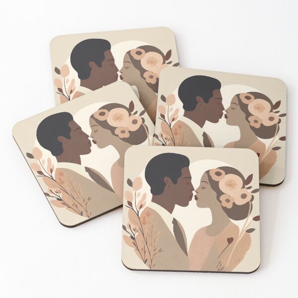 Item preview, Minimalist Boho Style Couple Kissing designed and sold by BohoRhapsody.