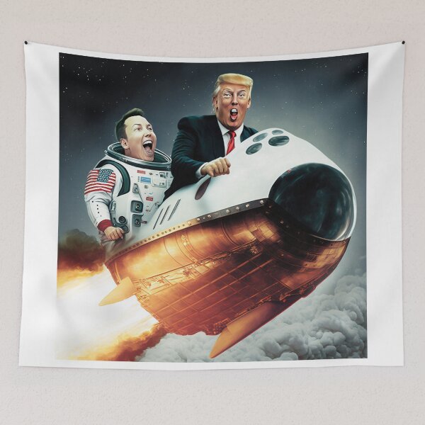 Item preview, Elon Musk and Donald Trump in Rocketship to the Stars designed and sold by Bleknervin.