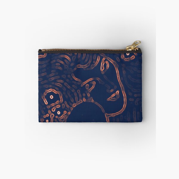 Item preview, Gustav Klimt Amber Orange and Navy Blue Black - a Woman with Flowers in Her Long Hair Beethoven Friese Painting Monochromatic Digital Effects Edit by Veda Abstract Graphic designed and sold by kattakitty.
