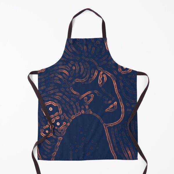 Item preview, Gustav Klimt Amber Orange and Navy Blue Black - a Woman with Flowers in Her Long Hair Beethoven Friese Painting Monochromatic Digital Effects Edit by Veda Abstract Graphic designed and sold by kattakitty.
