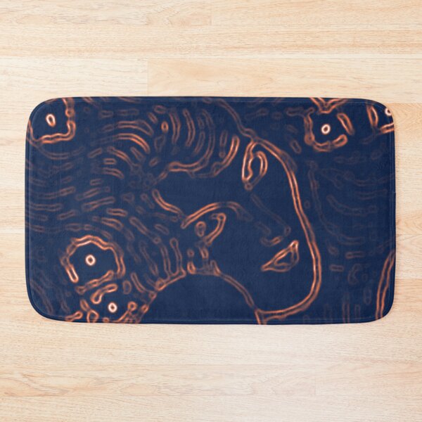 Item preview, Gustav Klimt Amber Orange and Navy Blue Black - a Woman with Flowers in Her Long Hair Beethoven Friese Painting Monochromatic Digital Effects Edit by Veda Abstract Graphic designed and sold by kattakitty.