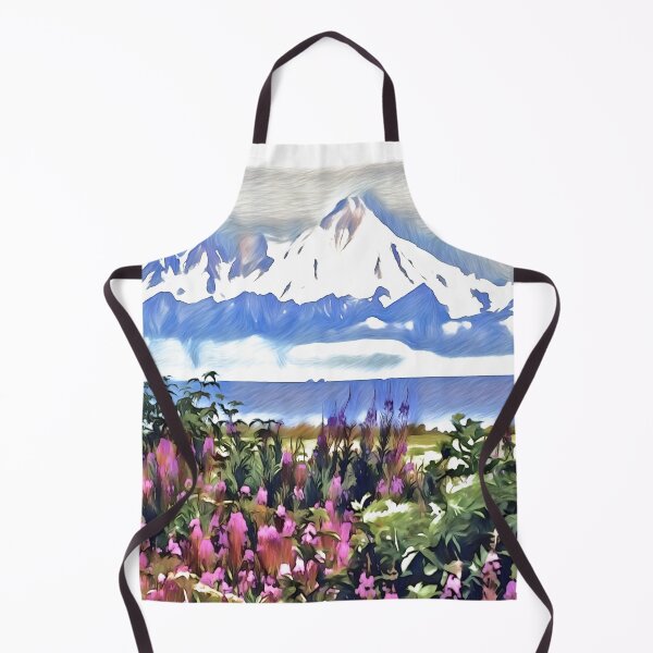 Item preview, Wildflowers and mountains art blue and pink designed and sold by Inktown.
