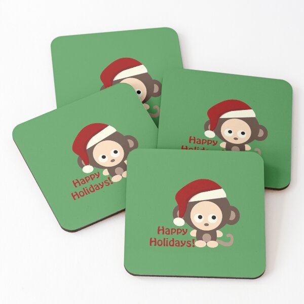 Item preview, Happy Holidays Cute Cartoon Santa  Monkey designed and sold by Hedgie Designs.