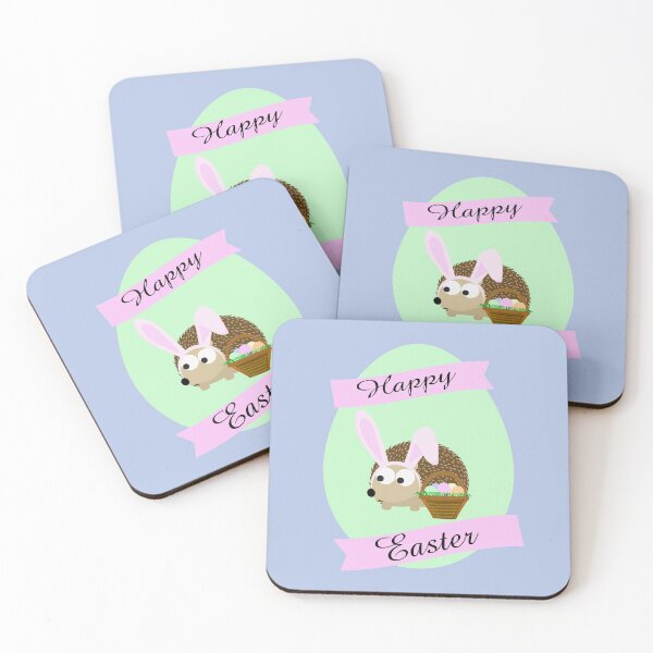 Artikelvorschau, Glücklicher Ostern-Igel, der Bunny Ears trägt entworfen und verkauft von Hedgie Designs.