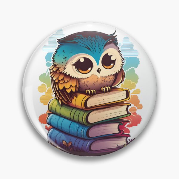 Item preview, Colorful Cute Owl, Sitting on a pile of books, Really Adorable Owl designed and sold by AHthatIsNice.