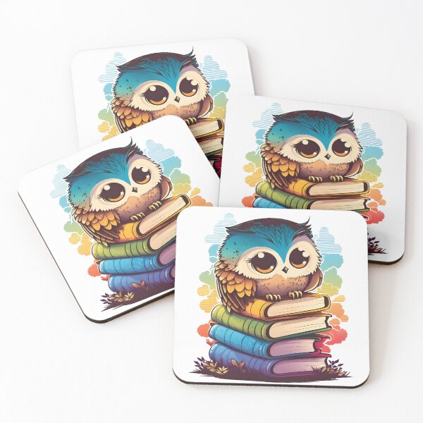 Item preview, Colorful Cute Owl, Sitting on a pile of books, Really Adorable Owl designed and sold by AHthatIsNice.