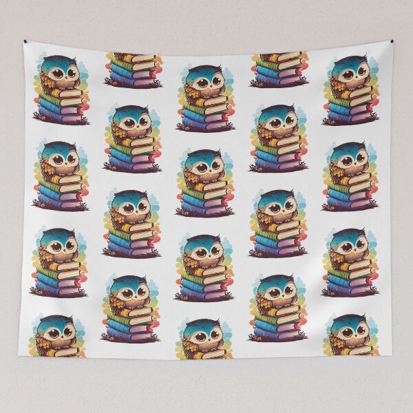 Item preview, Colorful Cute Owl, Sitting on a pile of books, Really Adorable Owl designed and sold by AHthatIsNice.