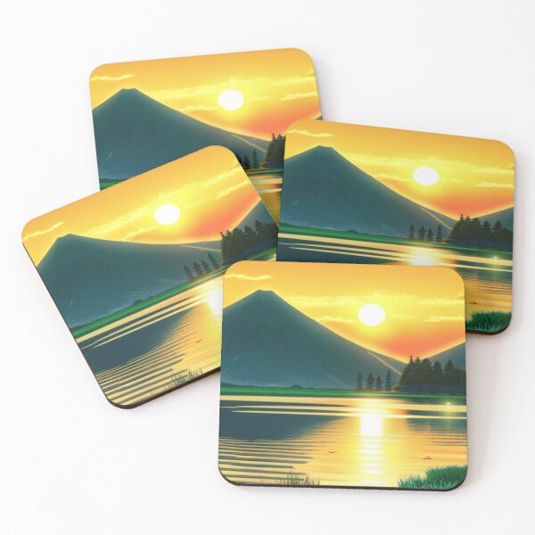 Item preview, Ukiyo-e Style Sunset at a Lake designed and sold by theprof2021.
