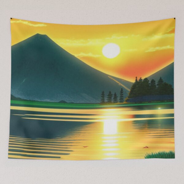 Item preview, Ukiyo-e Style Sunset at a Lake designed and sold by theprof2021.