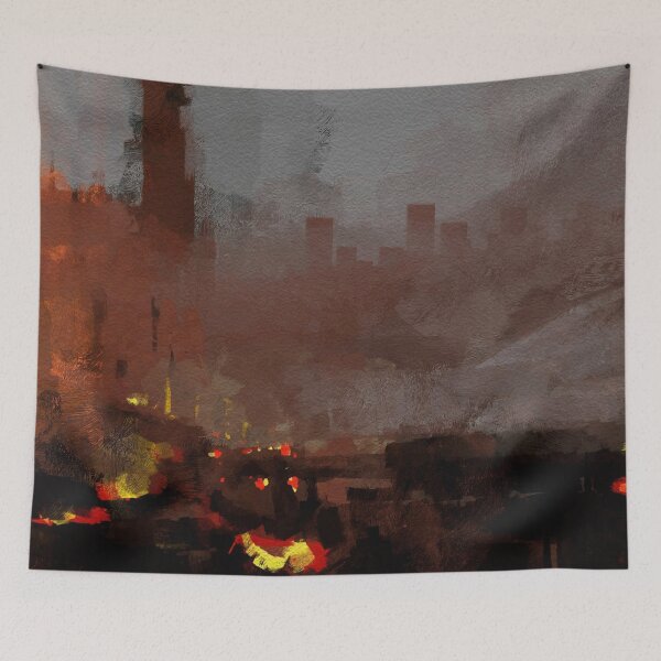 Item preview, Post apocaliptic city destruction landscape illustration designed and sold by christianmuller.