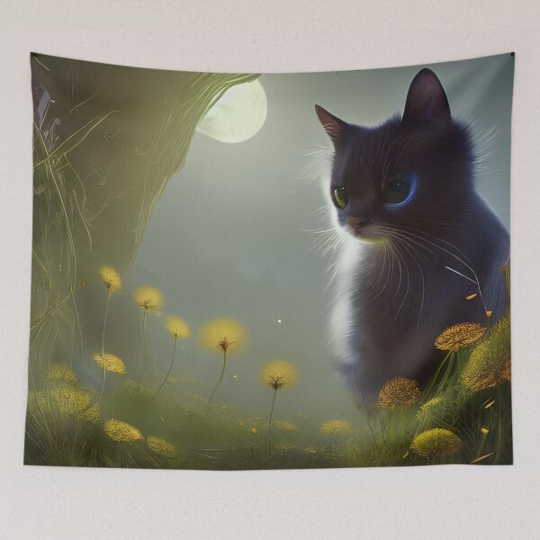 Item preview, Cat and Dandelions designed and sold by MssTick.