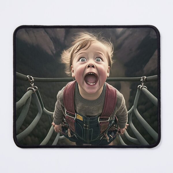 Item preview, a small child doing bunjee jumping, concept of adventure at any age designed and sold by Ladidia.
