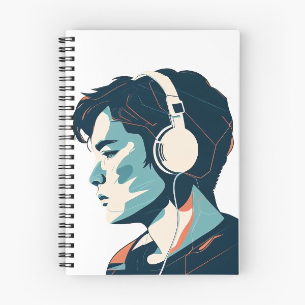 Item preview, young handsome man guy drawing art with headphones designed and sold by KaterynaKet.