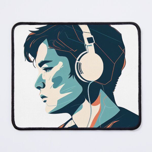 Item preview, young handsome man guy drawing art with headphones designed and sold by KaterynaKet.