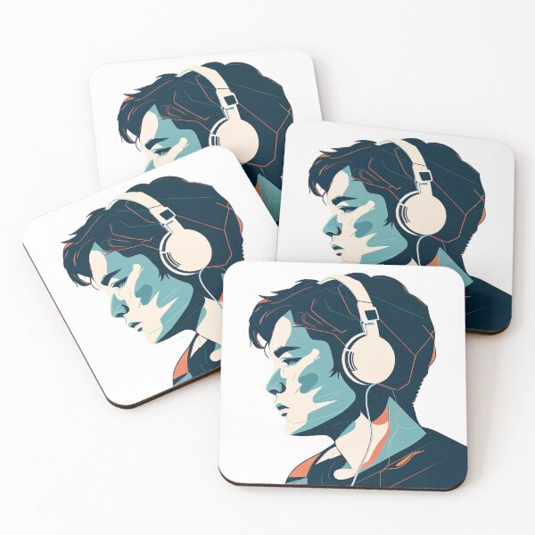 Item preview, young handsome man guy drawing art with headphones designed and sold by KaterynaKet.