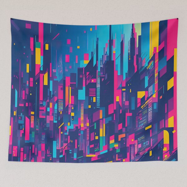 Item preview, Abstract cyberpunk cityscape artwork designed and sold by RK - Shop.
