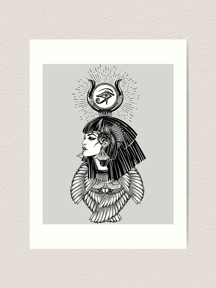 Alternate view of Egyptian Goddess with Eye of Horus, Ankh & 6 Feathers Art Print
