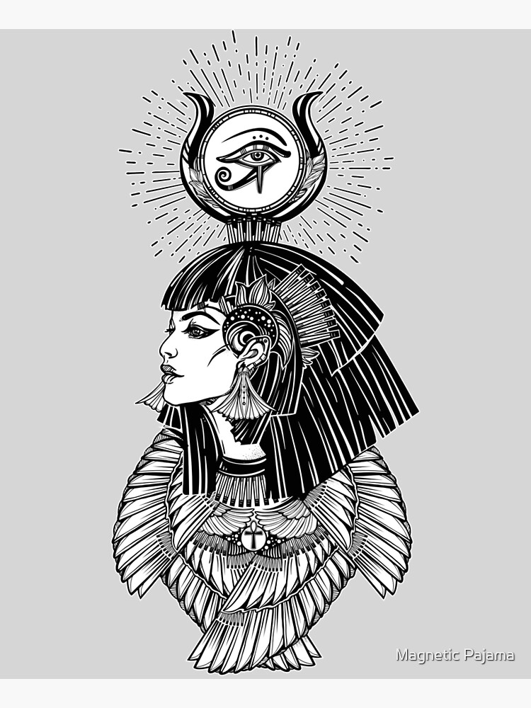 Egyptian Goddess with Eye of Horus, Ankh & 6 Feathers by MagneticMama