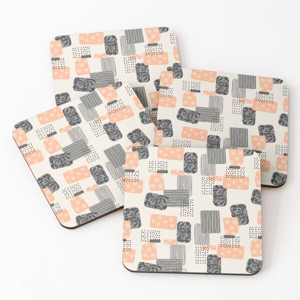 Item preview, Abstract Retro Peach and Grey Spots & Texture designed and sold by Gumblebee Design.