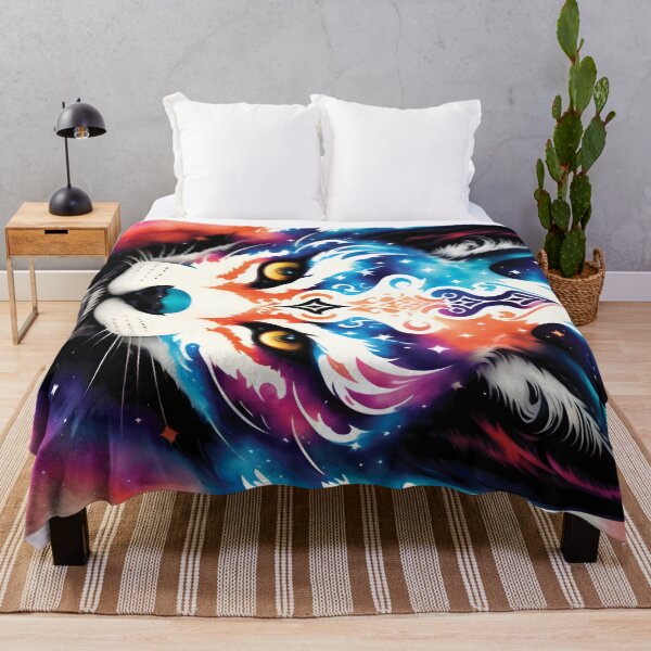 Item preview, Abstract Kitsune Art | Colorful Space Fox Painting | Watercolor Animal Portrait | Beautiful Kitsune Artwork  designed and sold by MysticMyras.