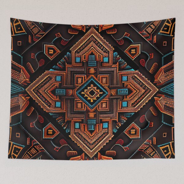 Item preview, Dark Ancient Crafty Three Dimensional Southwestern Pattern Digital Painting designed and sold by CodeAndColors.
