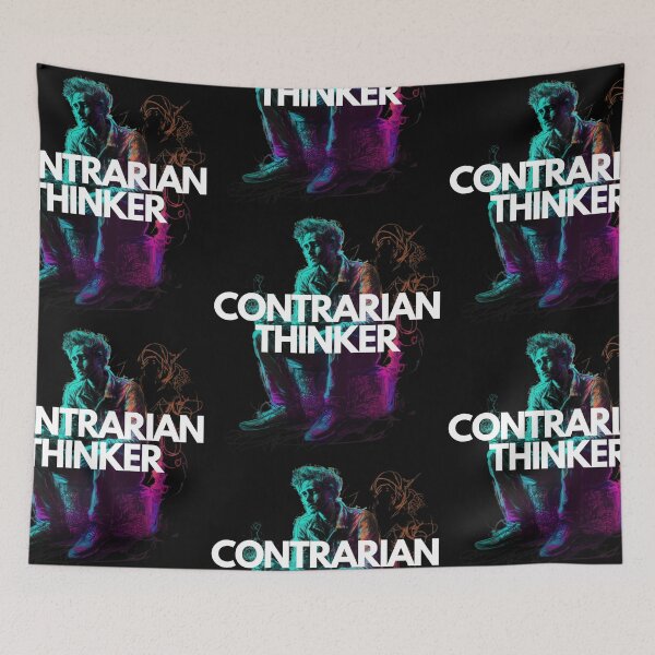 Item preview, Contrarian Thinker White on Black chaotic, Analog Horror, drawing, full body shot, untextured, Contrasty, blotchy colors, Dreamy, Beautiful lighting, Highly detailed designed and sold by EmprendeHoy.
