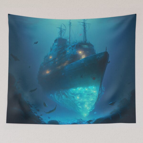 Item preview, Sunken Memories: A Digital Painting of a Shipwreck in the Deep Sea designed and sold by oanaunciuleanu.