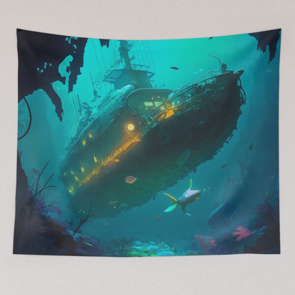 Item preview, Sunken Memories: A Digital Painting of a Shipwreck in the Deep Sea designed and sold by oanaunciuleanu.